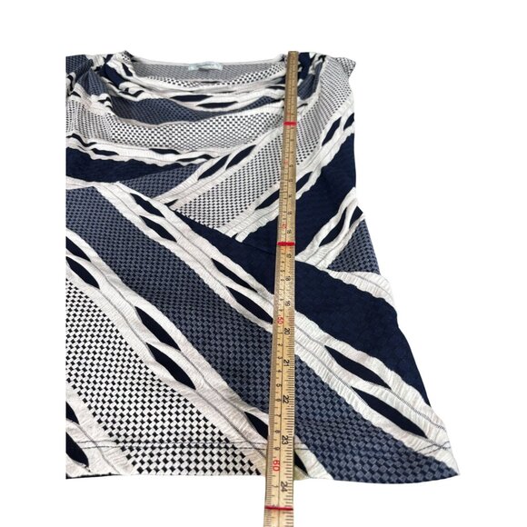 Dressbarn S Blue & White Striped Short Sleeve Stretchy - Picture 8 of 10